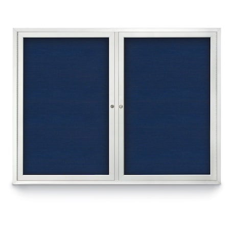 United Visual Products 48"x36" 2-Door Enclosed Outdoor Letterboard, Blue Felt/Satin UV1161D-SATIN-BLUE